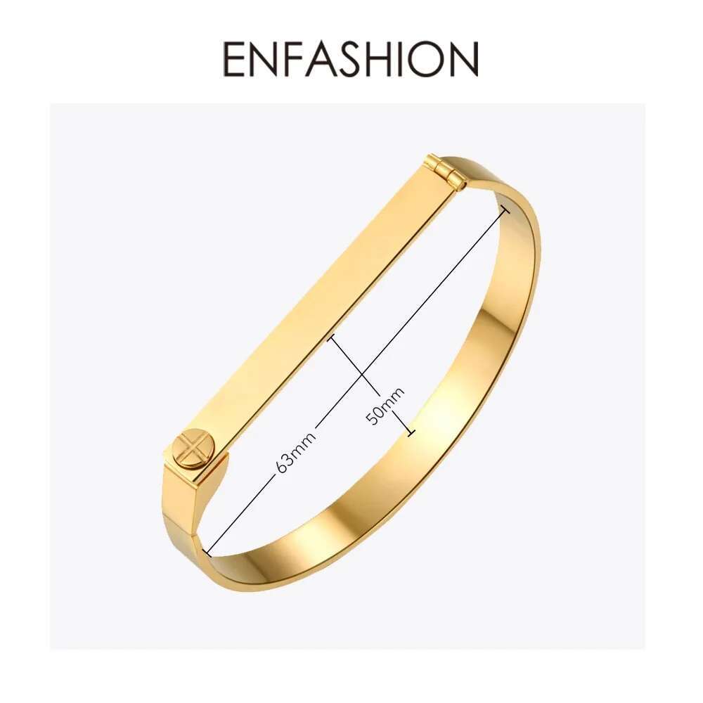 Cuff Bangle Bracelet - Enfashion Personalized Engraved Name Bracelet Gold