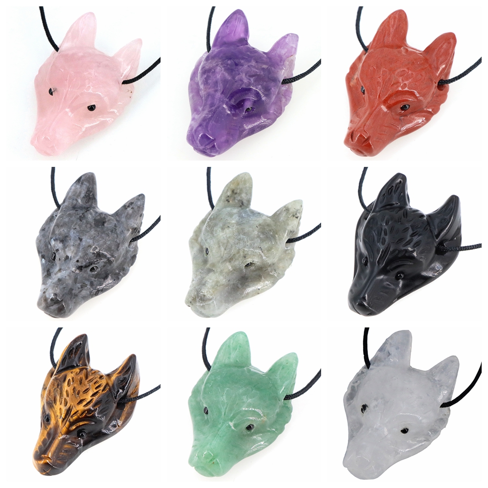 40mm Wolf Head Stone Pendant N - Wolf Jewelry & Watches Tampa recension och pris