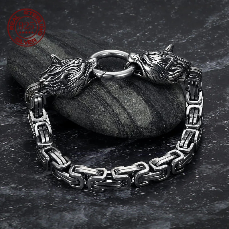 S925 Sterling Silver Double Wo - Wolf Jewelry & Watches Tampa recension och pris
